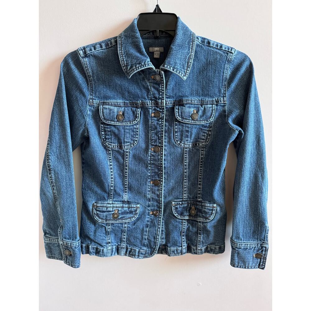 J. Jill Denim Jean Jacket Womens Small Pockets Button Up Long Sleeve Cotton